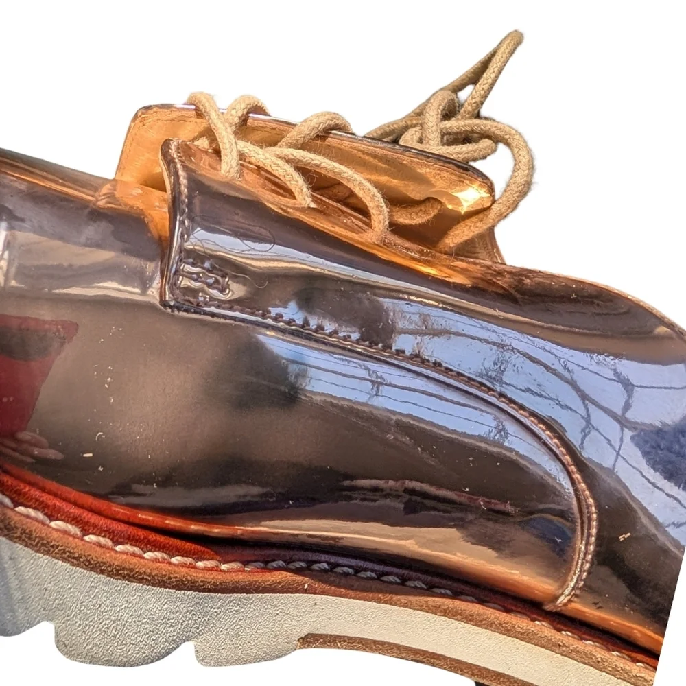 Stuart Weitzman Metro Metallic Oxford Platform Shoe 8.5